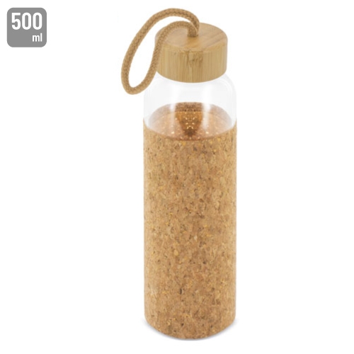 Botella Cristal Tapon Bambu/Corcho Zasi