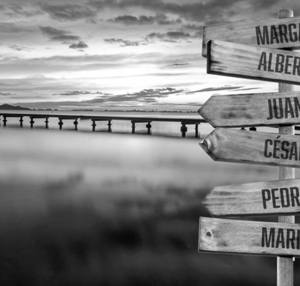 Cuadro personalizable  multinombres imagen en blanco y negro